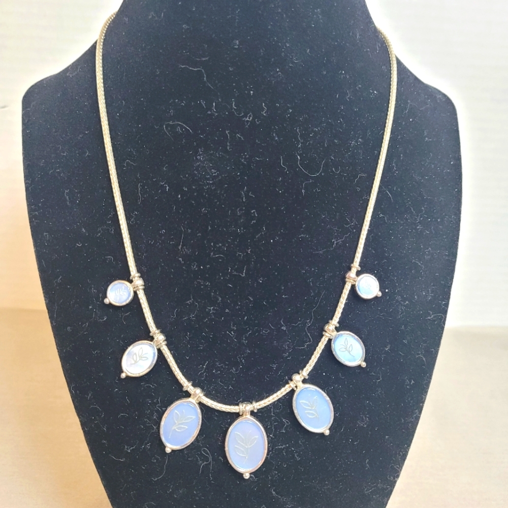 Vintage Carolina Herrera Opal and Silver Rope Necklace